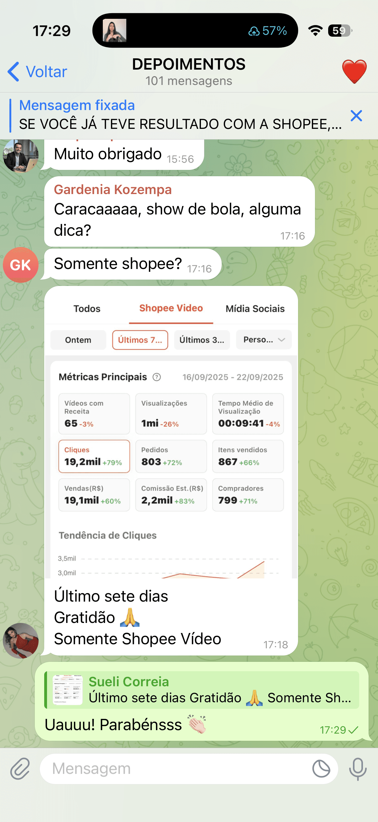 Depoimento destacando aumento de cliques e conversões