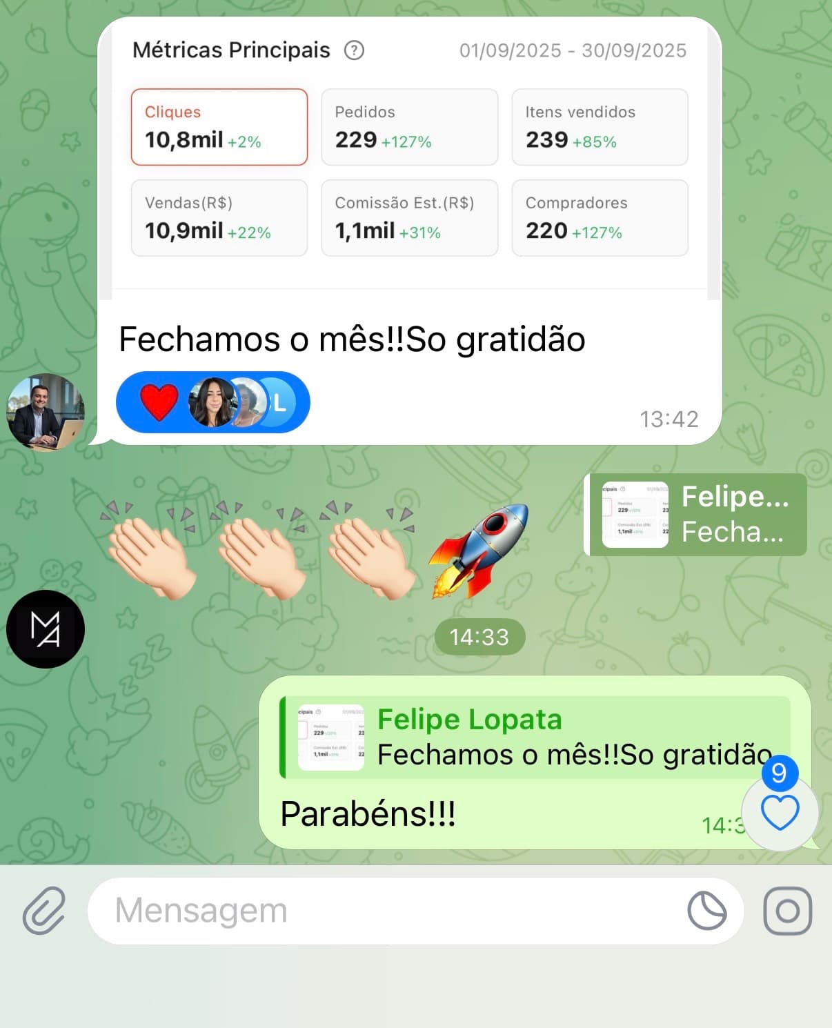 Print comprovando resultados e provas sociais